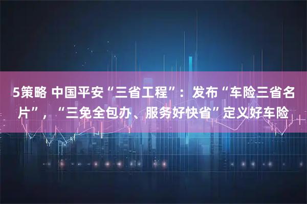 5策略 中国平安“三省工程”：发布“车险三省名片”，“三免全包办、服务好快省”定义好车险
