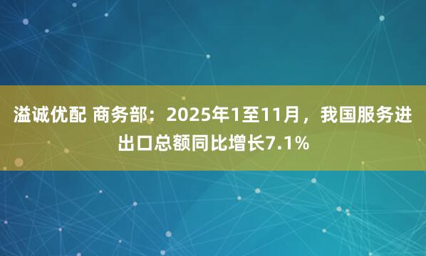 溢诚优配 商务部：2025年1至11月，我国服务进出口总额同比增长7.1%